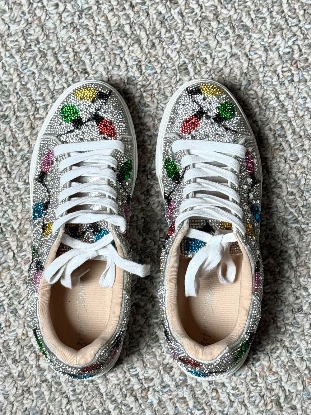 Betsy Johnson SIDNY Rhinestone Platform Sneakers - Christmas Lights Size 8.5